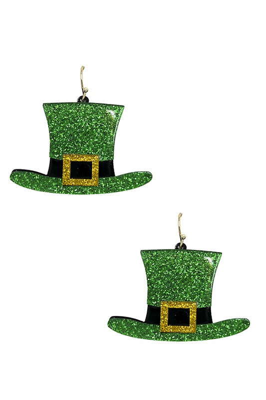 Glitter Green Hat Earring