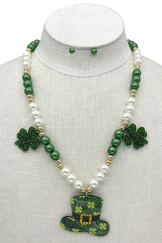 St Patrick Pendant Bead Necklace Set