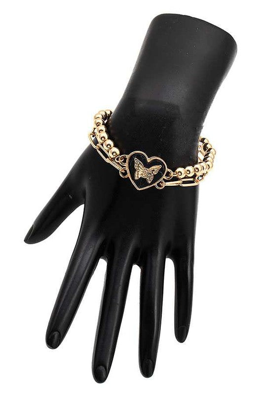 Butterfly Heart Chain Bracelet