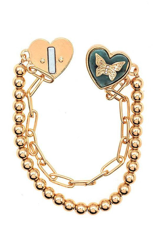 Butterfly Heart Chain Bracelet