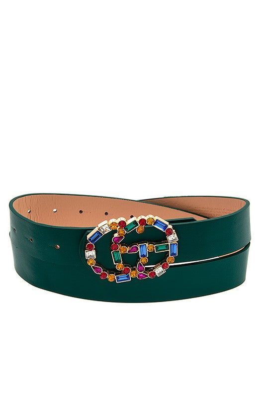 FAUX LEATHER WIDE BUCKLE BELT