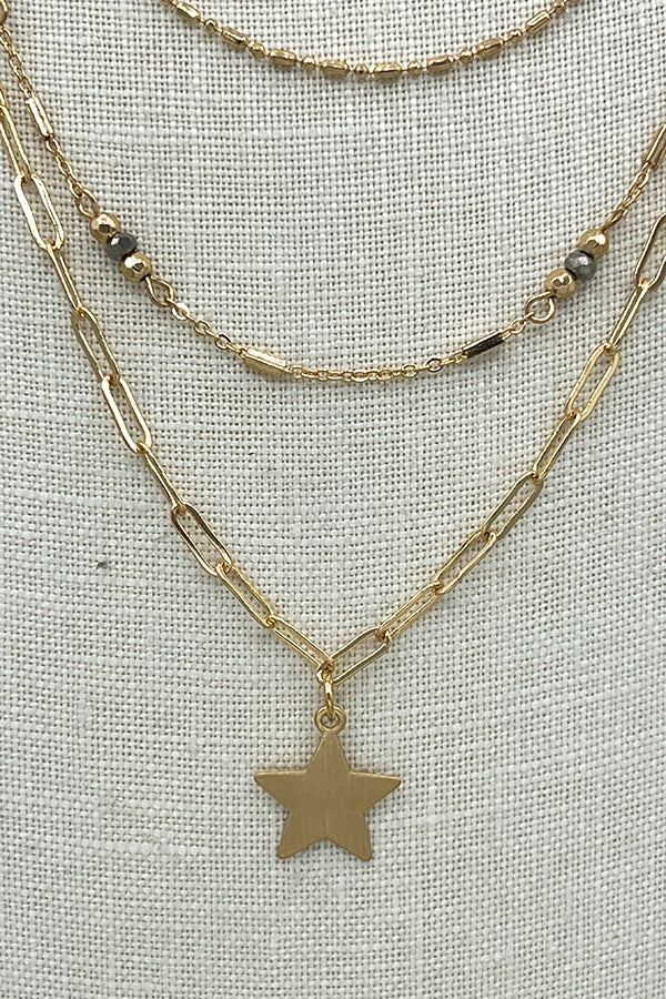 Layered Star Pendant Necklace Set