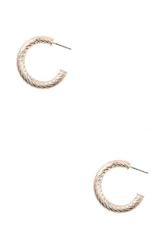 Line  Detail Semi Hoop Earring