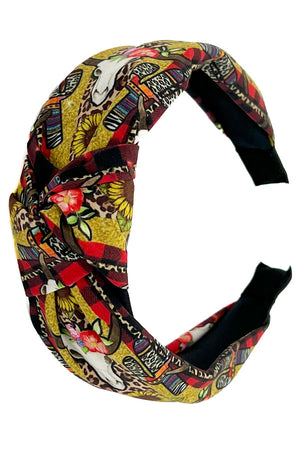 Western Print Knot Accent Headband