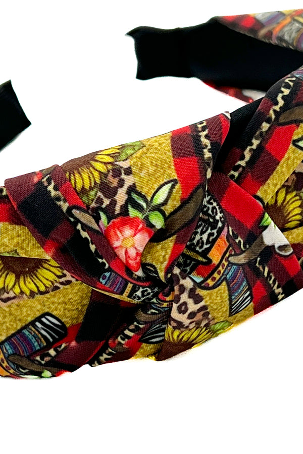 Western Print Knot Accent Headband