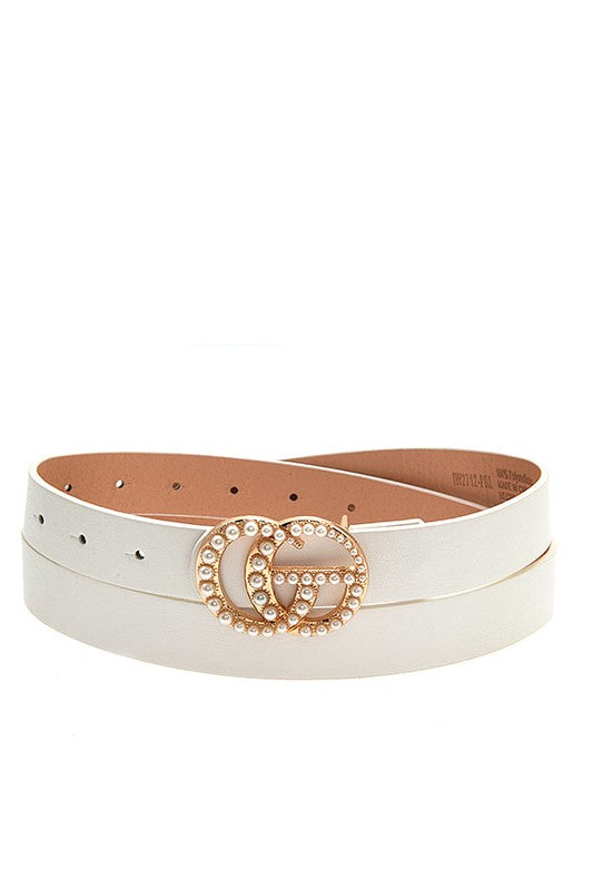 PEARL ACCENT FASHION BUCKLE BELT