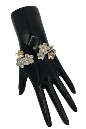 Rhinestone Pave Floral Tip Cuff Bracelet