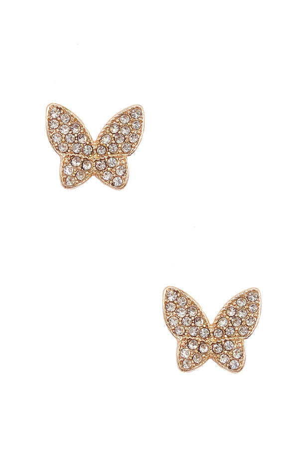 RHINESTONE PAVE BUTTERFLY POST EARRING 