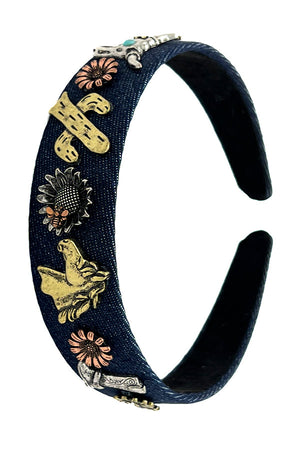 Western Theme Denim Headband