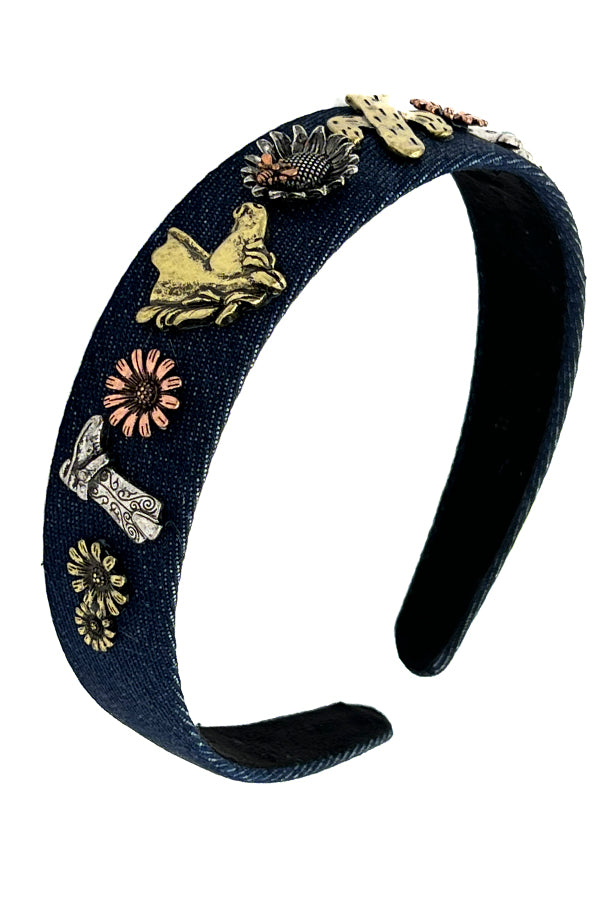 Western Theme Denim Headband