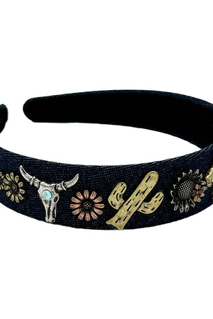 Western Theme Denim Headband