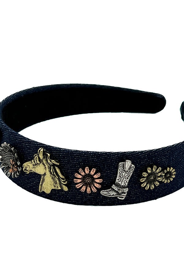 Western Theme Denim Headband