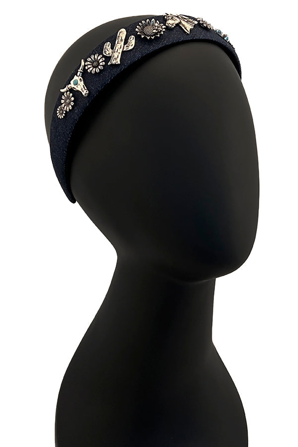 Western Theme Denim Headband