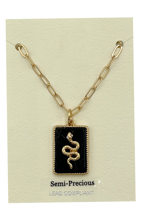 Semi Precious Snake Pendant Necklace