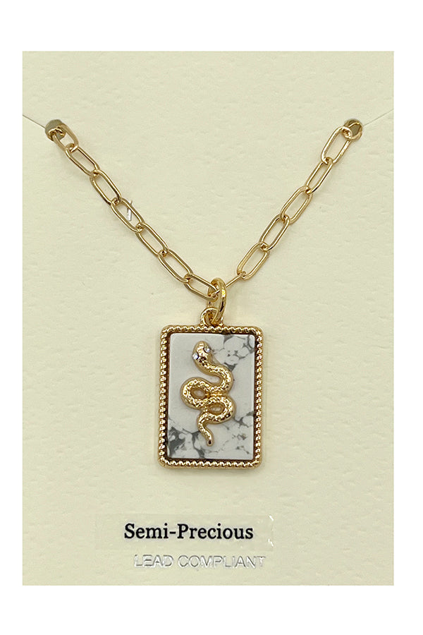Semi Precious Snake Pendant Necklace
