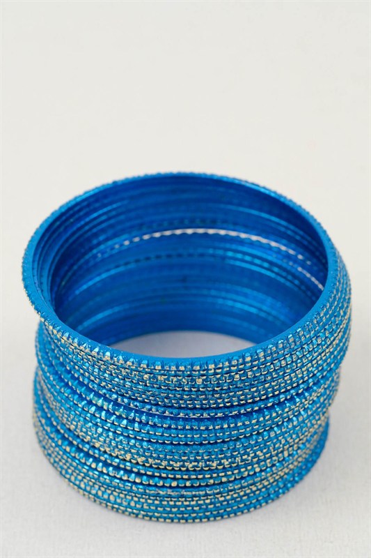 24 Piece Bangle Metal Textured Bracelet.