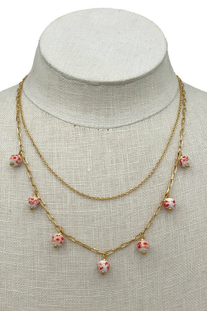 Floral Bead Layered Necklace
