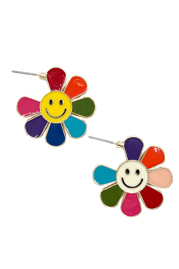 Floral Smiley Post Earring