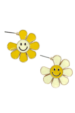 Floral Smiley Post Earring