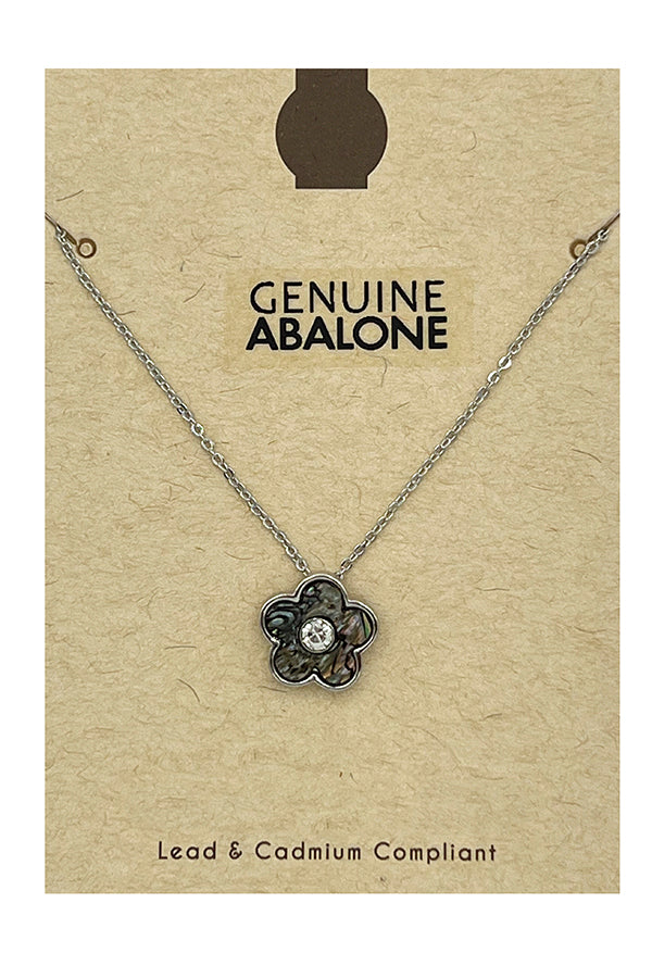 Genuine Abalone Floral Pendant Necklace