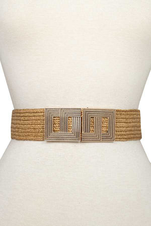 Square Metal Accent Woven Stretch Belt