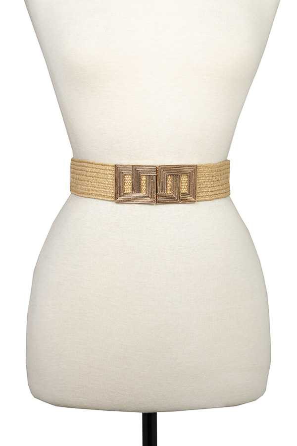 Square Metal Accent Woven Stretch Belt