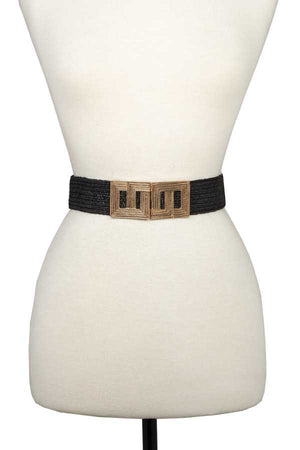 Square Metal Accent Woven Stretch Belt