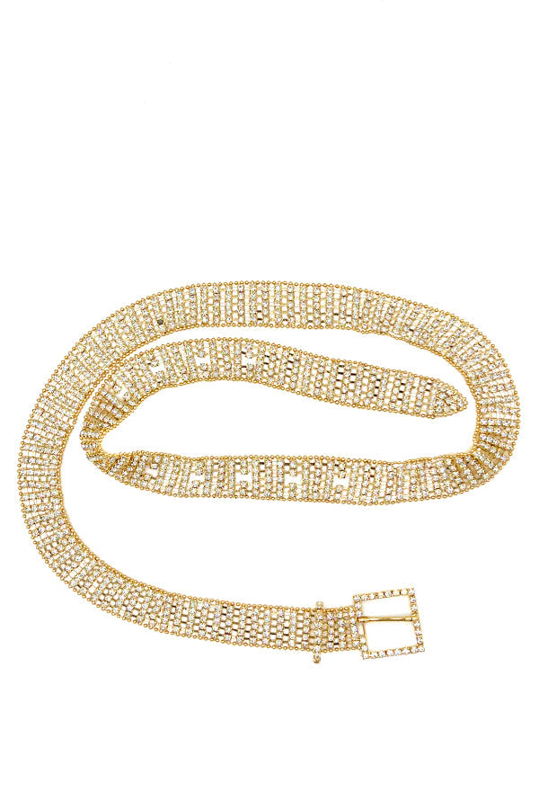 Rhinestone Pave Square Buckle Belt