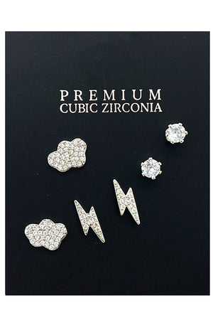 Mix Lightning Cloud Cubic Zirconia Post Earring