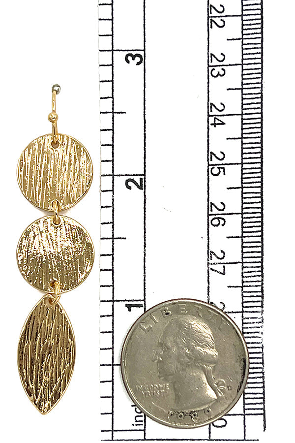 Textured Disk Marquise Dangle Earring