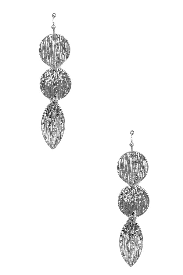 Textured Disk Marquise Dangle Earring