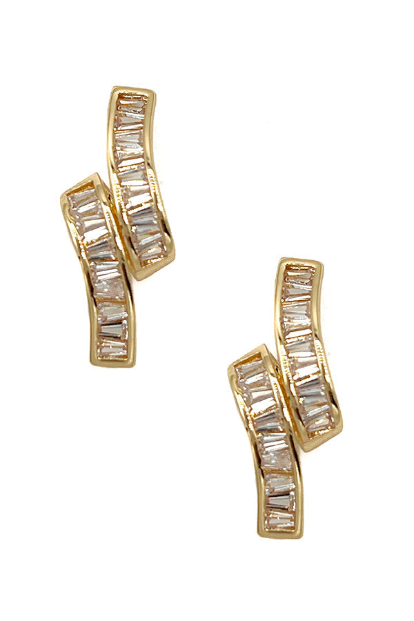 Cubic Zirconia Curved Bar Post Earring