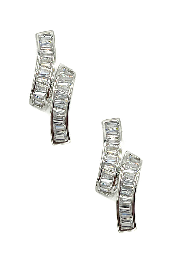 Cubic Zirconia Curved Bar Post Earring