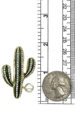 Cactus Pearl Gem Accent Brooch
