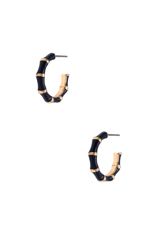 BAMBOO COLOR ACCENT SEMI HOOP EARRING
