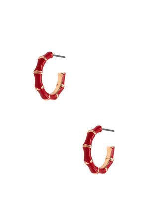 BAMBOO COLOR ACCENT SEMI HOOP EARRING