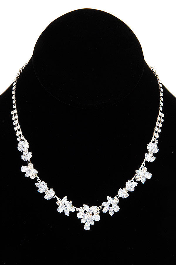 FACETED CRYSTAL GEM COLLAR NECKLACE SET