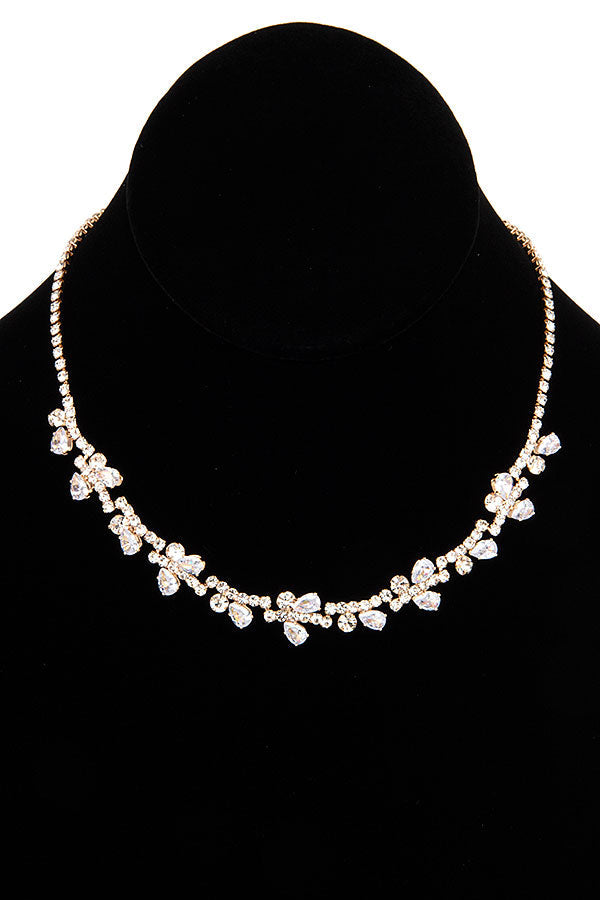 FACETED CZ STONE VINE COLLAR NECKLACE