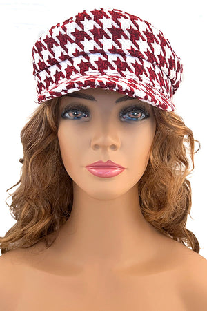 Houndstooth Pattern Newsboy Hat