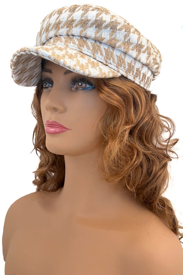 Houndstooth Pattern Newsboy Hat