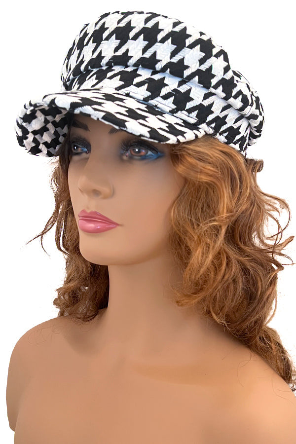 Houndstooth Pattern Newsboy Hat