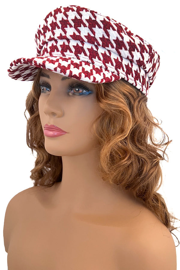 Houndstooth Pattern Newsboy Hat