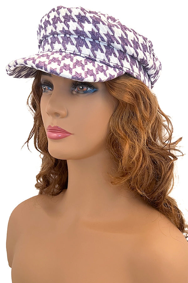 Houndstooth Pattern Newsboy Hat