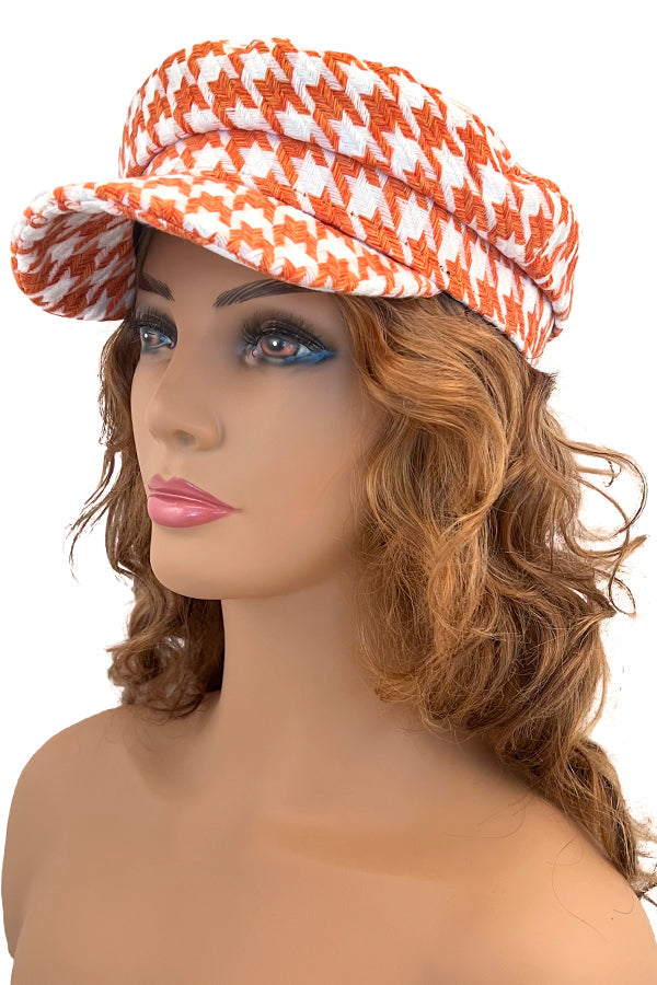 Houndstooth Pattern Newsboy Hat