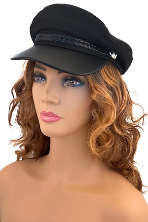 Braided Band Plain Brim Newsboy Hat