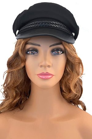 Braided Band Plain Brim Newsboy Hat