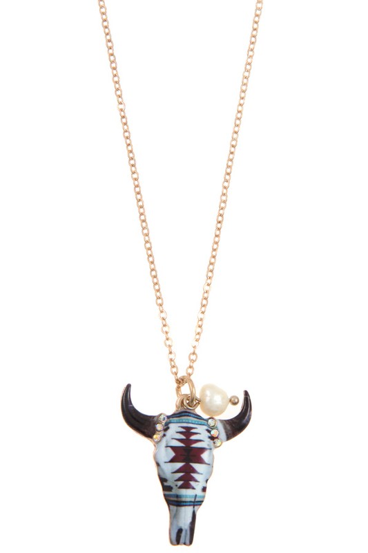 TRIBAL PATTERN BULL PENDANT NECKLACE SET