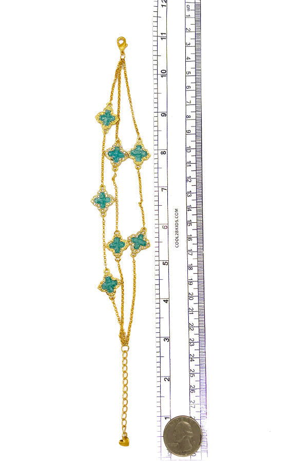 Clover Rhinestone Chain Bracelet
