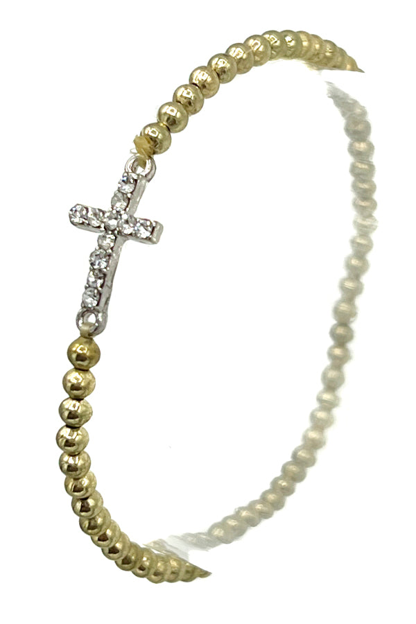 Rhinestone Cross Bead Bracelet