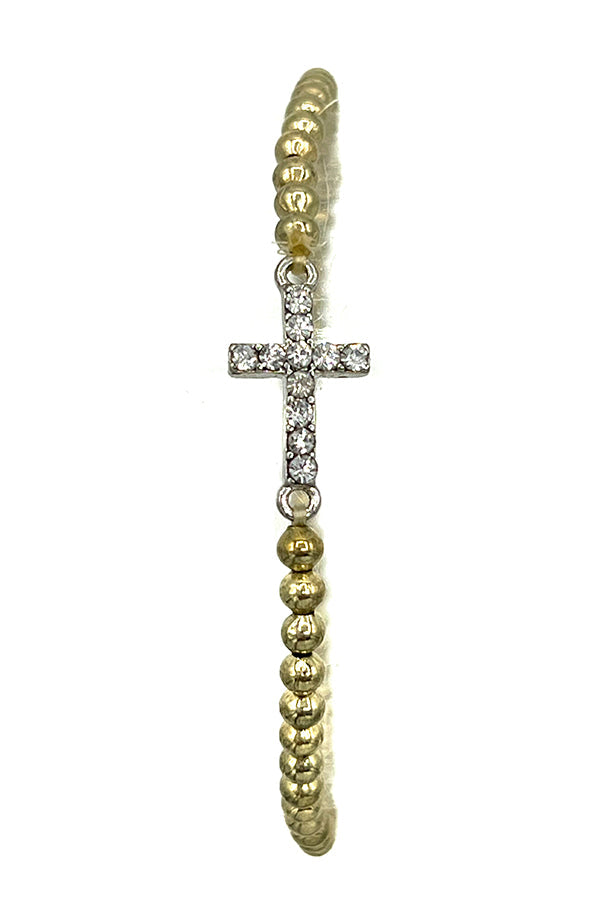 Rhinestone Cross Bead Bracelet